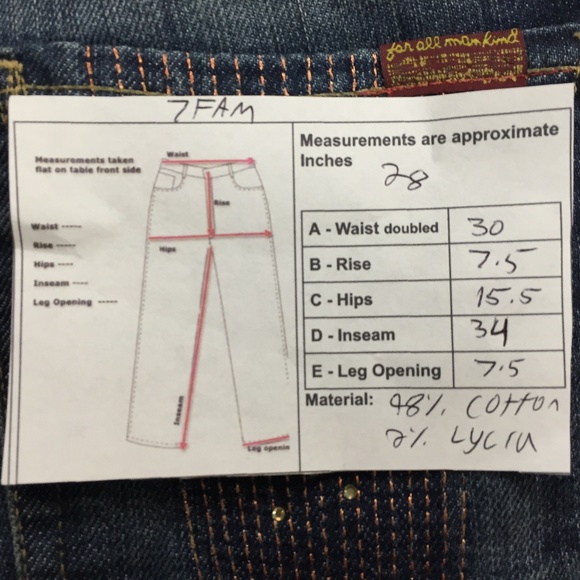 7 For All Mankind 7 FAM Blue Jeans 28 Made in USA - Picture 6 of 6